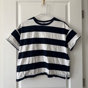 Old Navy Black & White Striped Short Sleeve Tee